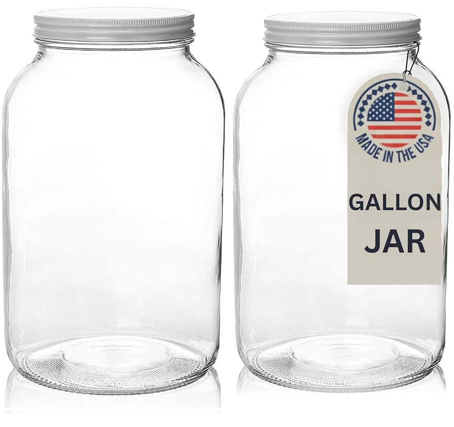kitchentoolz Gallon Jar 1 Gallon Glass Jar with Lid – Wide Mouth Large Glass Jar for Fermenting... | Amazon (US)