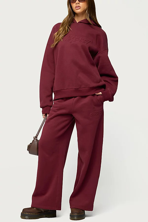 Edikted Totally Edikted Sweatpants in Burgundy, Women's at Urban Outfitters | Urban Outfitters (US and RoW)