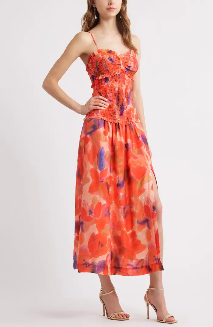 Smocked Drop Waist Midi Dress | Nordstrom