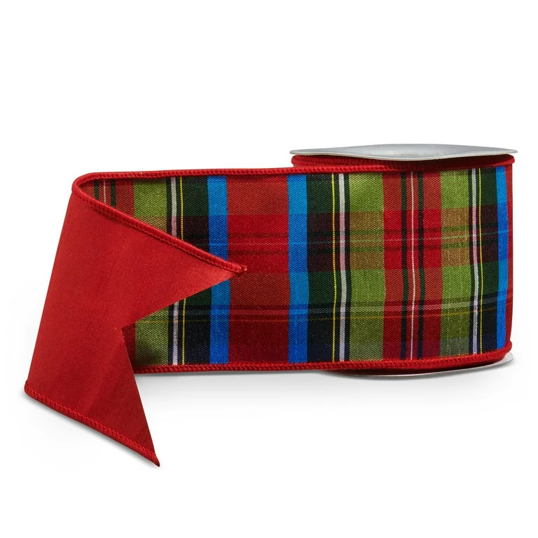 RAZ Imports Traditional Tartan Plaid Wired Christmas Ribbon, 4" X 10 Yards - 1 Roll | Walmart (US)