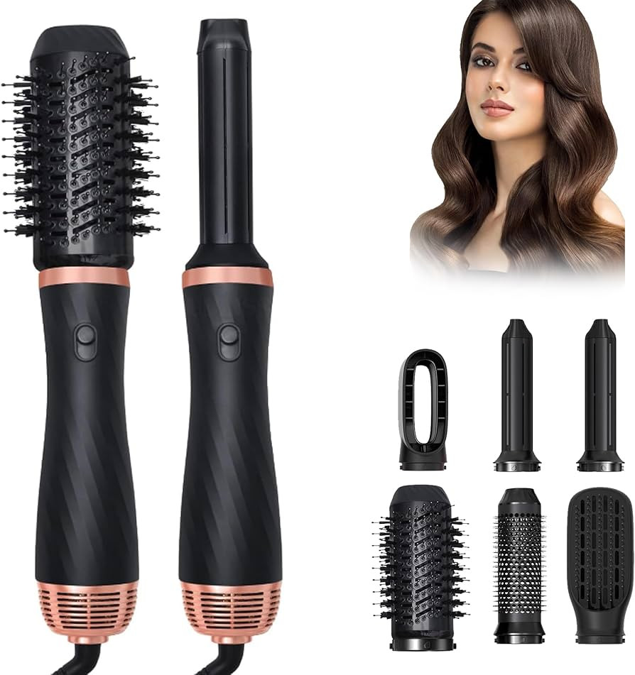 6 in 1 Hair Dryer Brush,Hot Air Brush Styler and Dryer,Blow Dryer with Comb Straightener,Curling ... | Amazon (US)