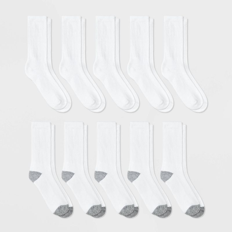 Boys' 10pk Athletic Crew Socks - Cat & Jack™ White | Target