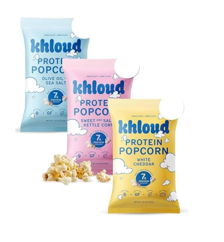 Khloud Protein Popcorn, 3-Pack Variety Pack – 7g Protein, Non-GMO, Gluten-Free, Kosher – Heal... | Amazon (US)