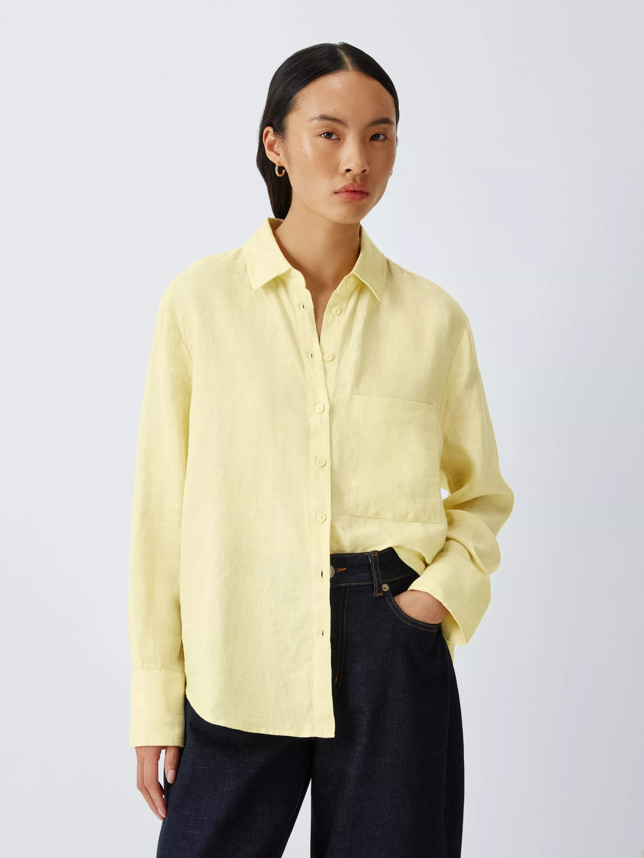 Pure Linen Shirt, Pale Yellow, 10 | John Lewis (UK)