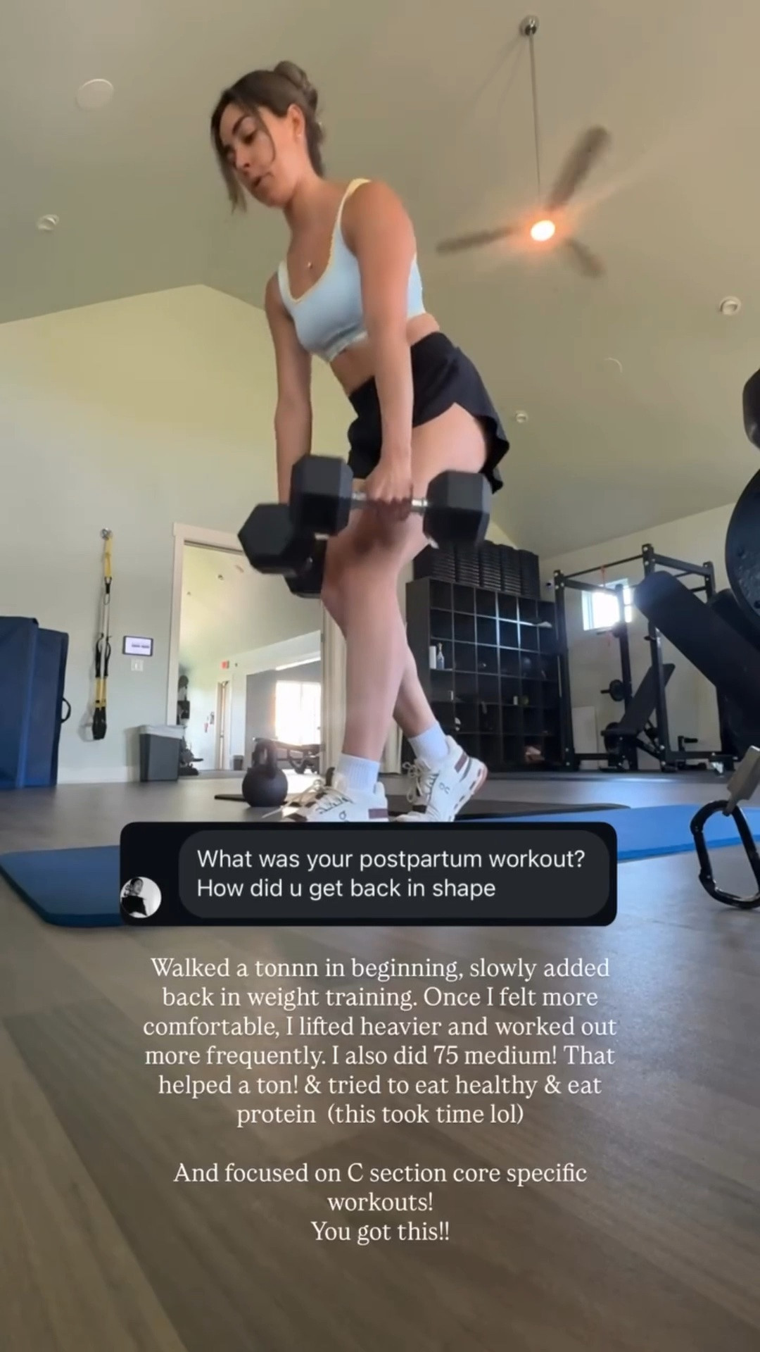 Walked a tonnn in beginning, slowly added back in weight training. Once I felt more comfortable, I lifted heavier and worked out more frequently. I also did 75 medium! That helped a ton! & tried to eat healthy & eat protein (this took time lol) 

And focused on C section core specific workouts!
You got this!!

#LTKfitnessgoals #LTKActive #LTKmomlife