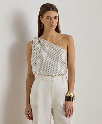Women's Striped One-Shoulder Blouse | Macy's