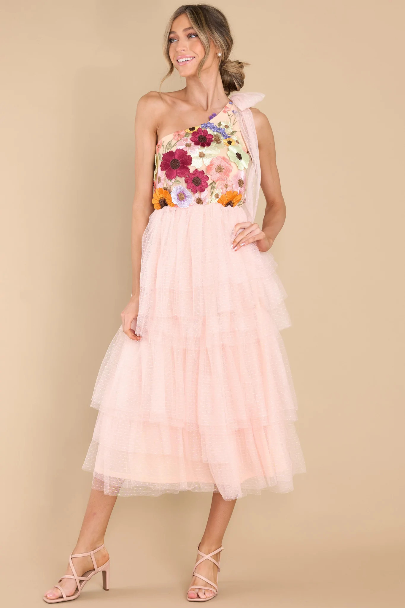 Midnight Garden Light Pink Floral Dress | Red Dress 