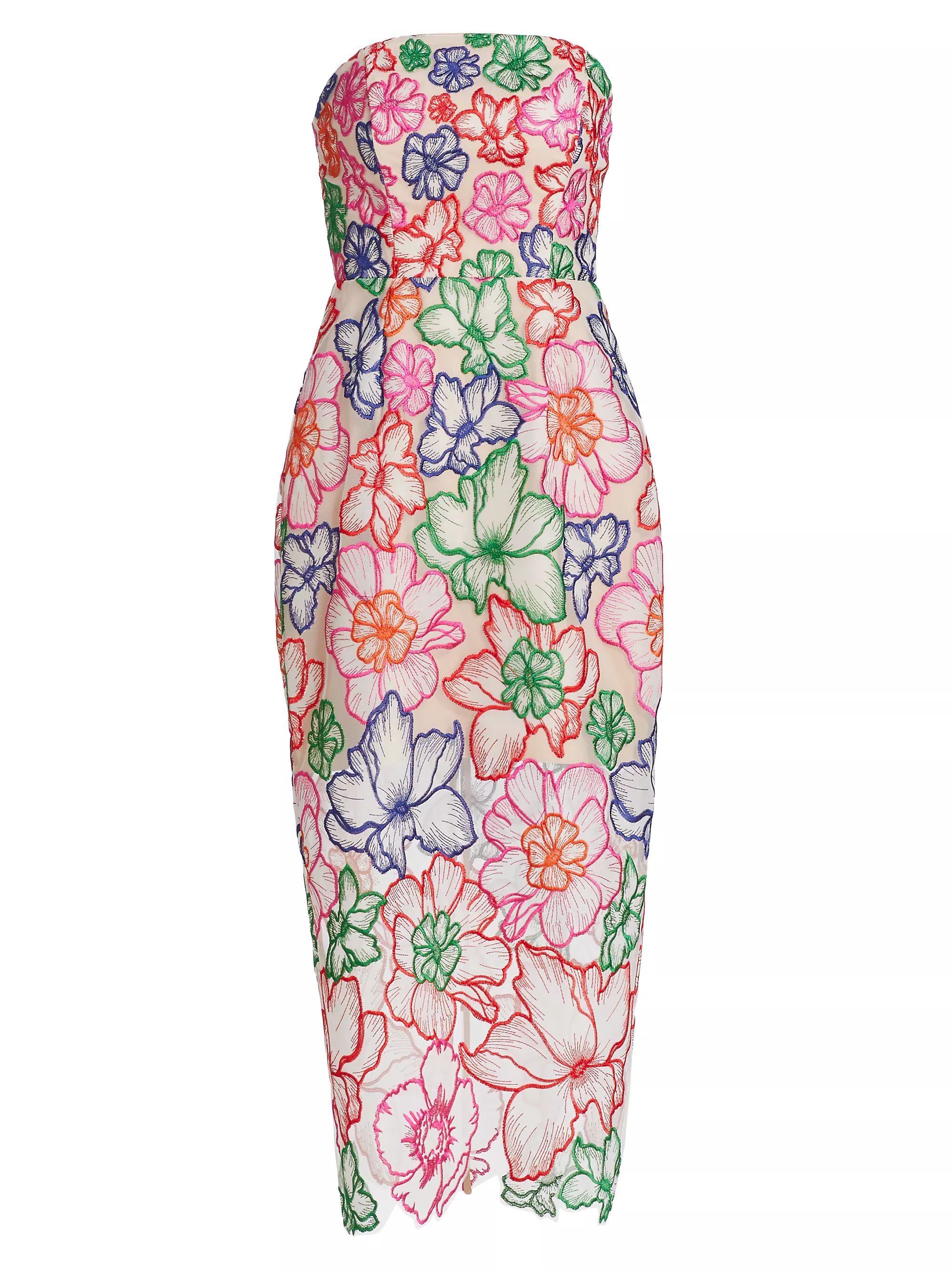 Cascading Floral Embroidered Dress | Saks Fifth Avenue
