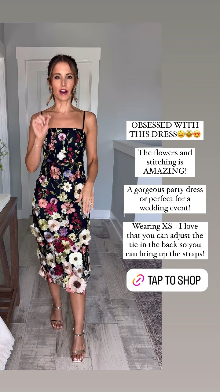 Wedding guest dresses. Summer wedding guest. Fall wedding guest. Midi wedding guest dress. Floral wedding guest. Cocktail dresses. Date night outfits. Party dresses. Birthday party dress. 

*XS and adjustable tie in the back to bring the straps up. I LOVE this and I’m wearing it to an event soon!

#LTKParties #LTKFindsUnder100 #LTKWedding