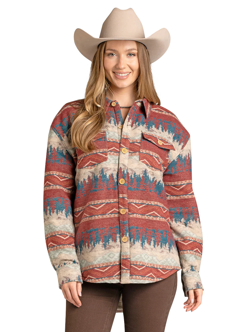 Women's Sherpa Lined Jacquard Shacket | Rock & Roll Denim