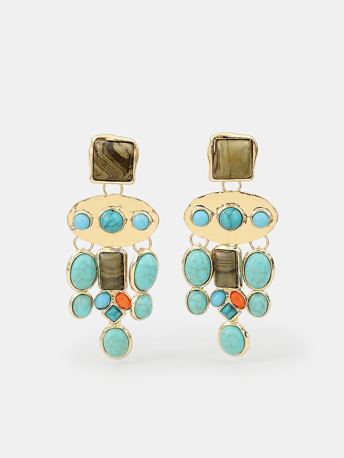 Statement Gemstone Drop Earrings | Commense