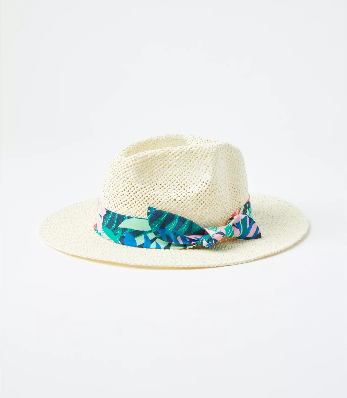 Palm Tie Straw Fedora | LOFT