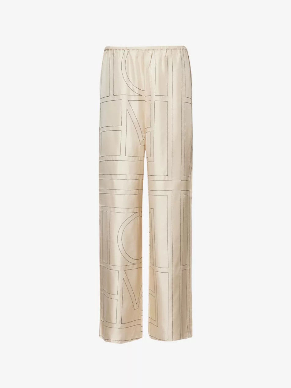 Monogram-Print Silk-Twill Pyjama Bottoms | Selfridges