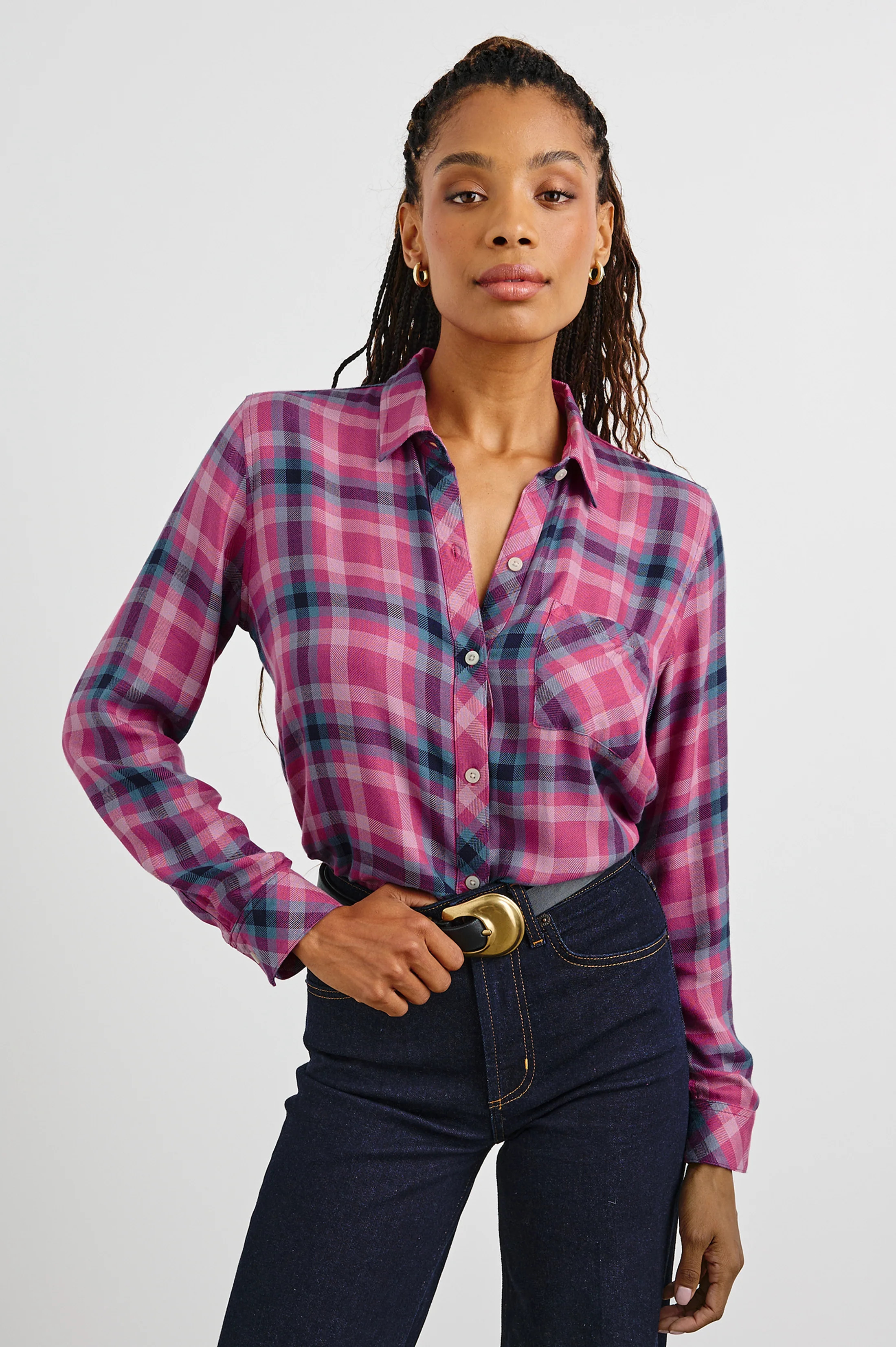 HUNTER SHIRT - MAGENTA STONE BLUE | Rails