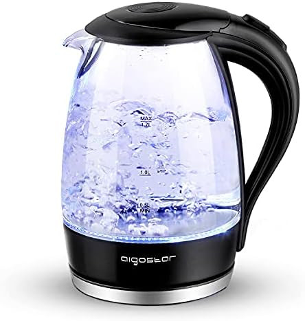 Aigostar Glass Electric Tea Kettle, Hot Water Boiler 1.7L, Black | Amazon (US)
