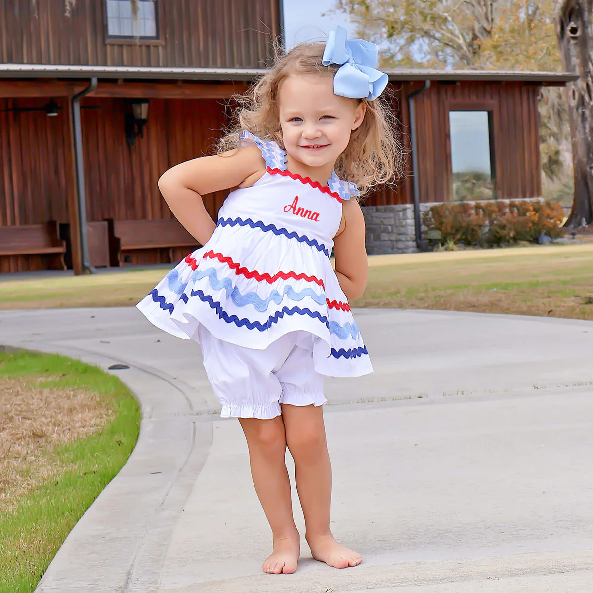 Red, Blue & Royal Ric Rac Bloomer Set | Classic Whimsy
