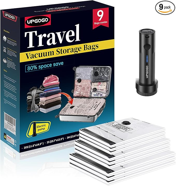 UPGOGO Travel Vacuum Bags for Luggage with Portable Electric Pump,Vacuum Seal Bags for Clothing,P... | Amazon (US)