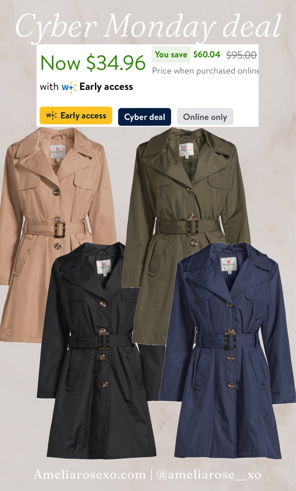 $60 off these beautiful rain coats!! These would work over loungewear and sneakers, with jeans and a tee, and even over a dressed up look! 👏 

#LTKCyberWeek #LTKfindsunder50 #LTKSeasonal