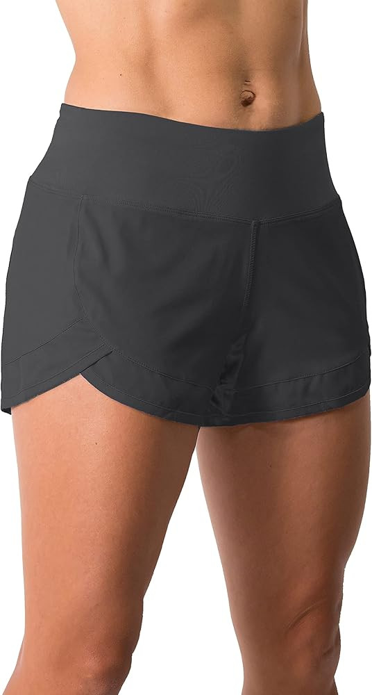 Tough Mode Womens 3" Lightweight Running WOD Volleyball Shorts Workout Mesh Liner Zip Pocket | Amazon (US)