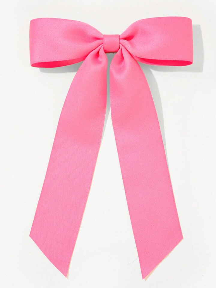 1pc Y2k Style Solid Color Pink Bowknot And Streamers Hair Clip, Schoolgirl Ponytail Holder Cute | SHEIN