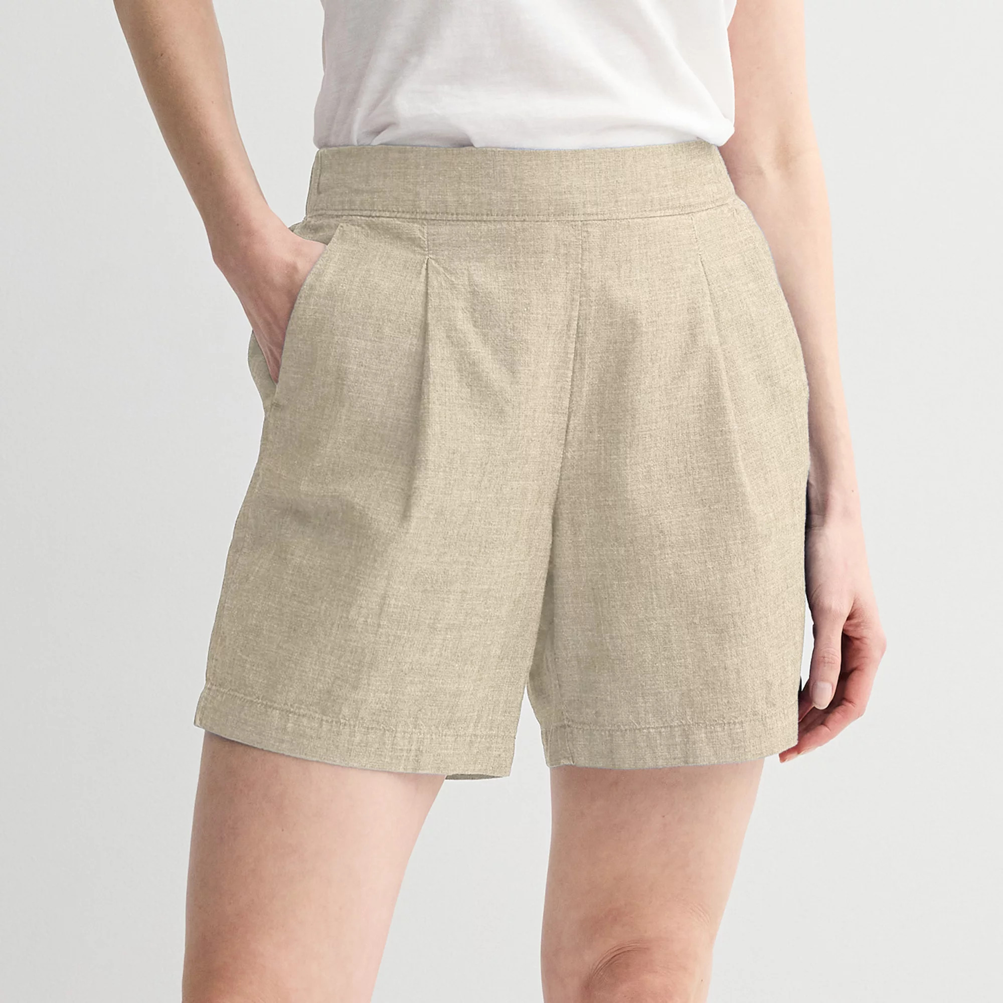 Women's Croft & Barrow Pleated Linen Shorts | Kohl's