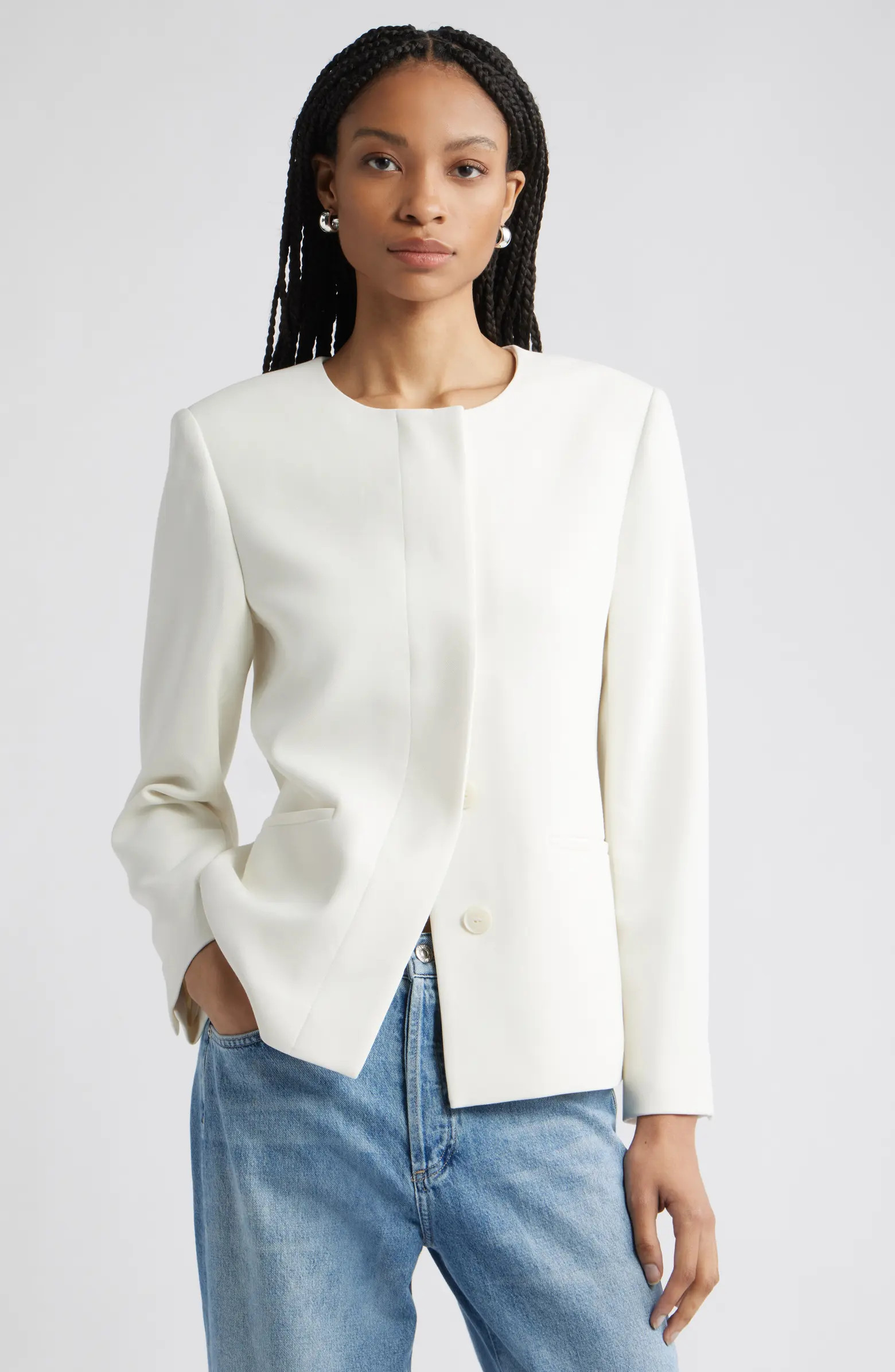 Nordstrom Collarless Twill Blazer | Nordstrom | Nordstrom