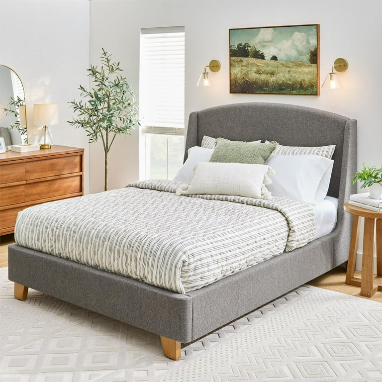 Better Homes & Gardens Windsor Platform Bed with Wingback Headboard, Queen, Gray Boucle | Walmart (US)
