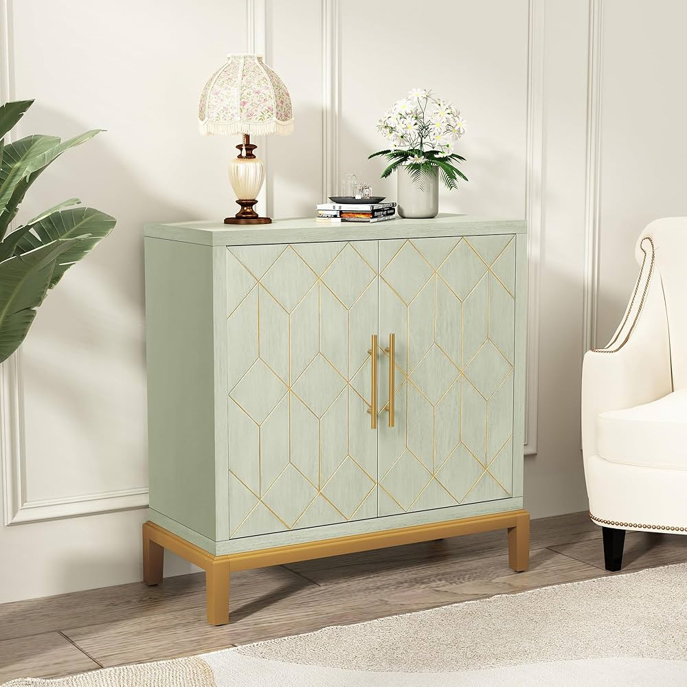 Amazon.com: ARTPOWER Accent Cabinet with Doors, Modern Wooden Sideboard, Carved Decorative Storag... | Amazon (US)