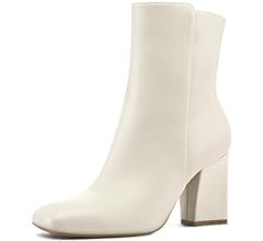 mysoft Women's GoGo Ankle Boots Square Toe Side Zipper Chunky Block Heel Mid Calf Low Heeled Shor... | Amazon (US)