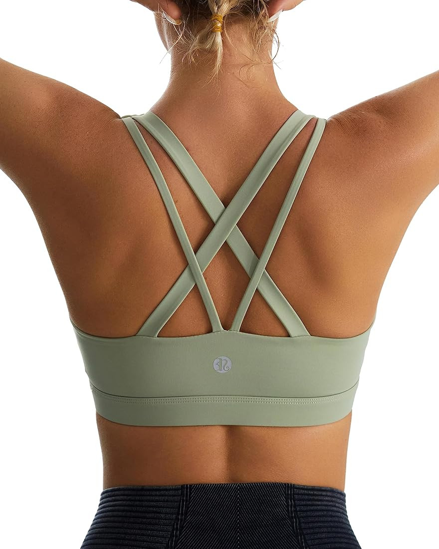 RUNNING GIRL Strappy Sports Bra for Women Sexy Crisscross Back Light Support Yoga Bra with Remova... | Amazon (US)