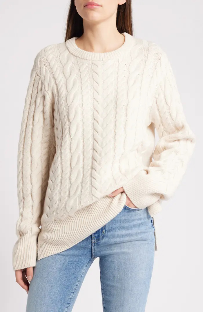 FRAME Oversize Cable Stitch Wool & Cashmere Sweater | Nordstromrack | Nordstrom Rack