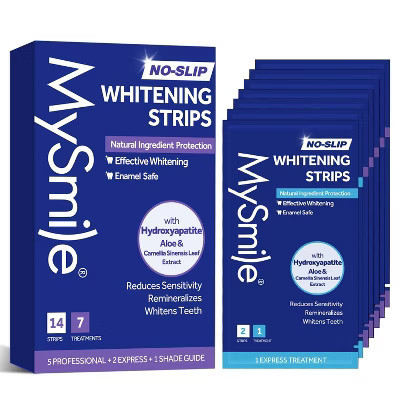 MySmile Teeth Whitening Strips, Hydroxyapatite-Infuse Strips, Non-Sensitive Teeth Whitening with Natural Ingredients, Enamel-Safe, Non-Slip (7 Sets) | Target