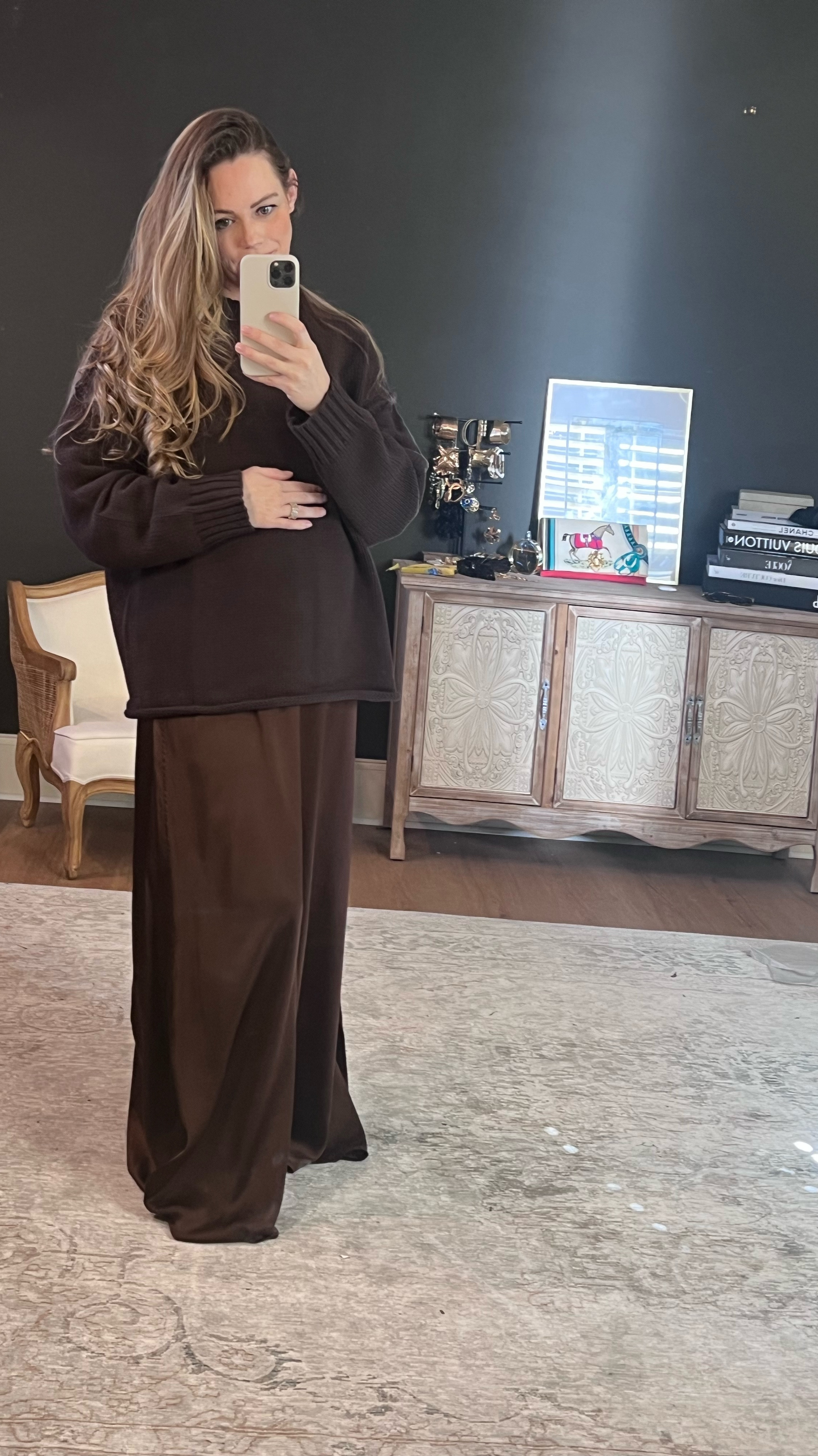 Try on session! LOVING this oversized sweater with my favorite chocolate brown silk dress from House of Nizhoni. Such great staple pieces! 

#LTKStyleTip #LTKWorkwear #LTKBump