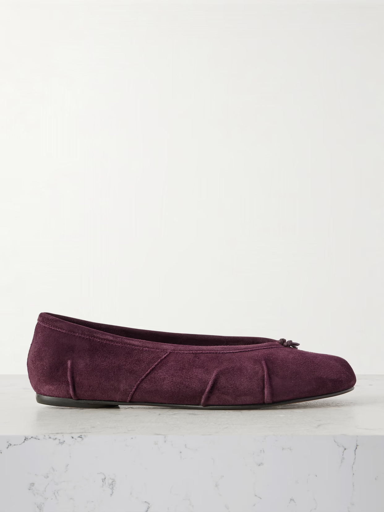 Maison Margiela - Tabi Split-toe Suede Ballet Flats - Burgundy | NET-A-PORTER (US)