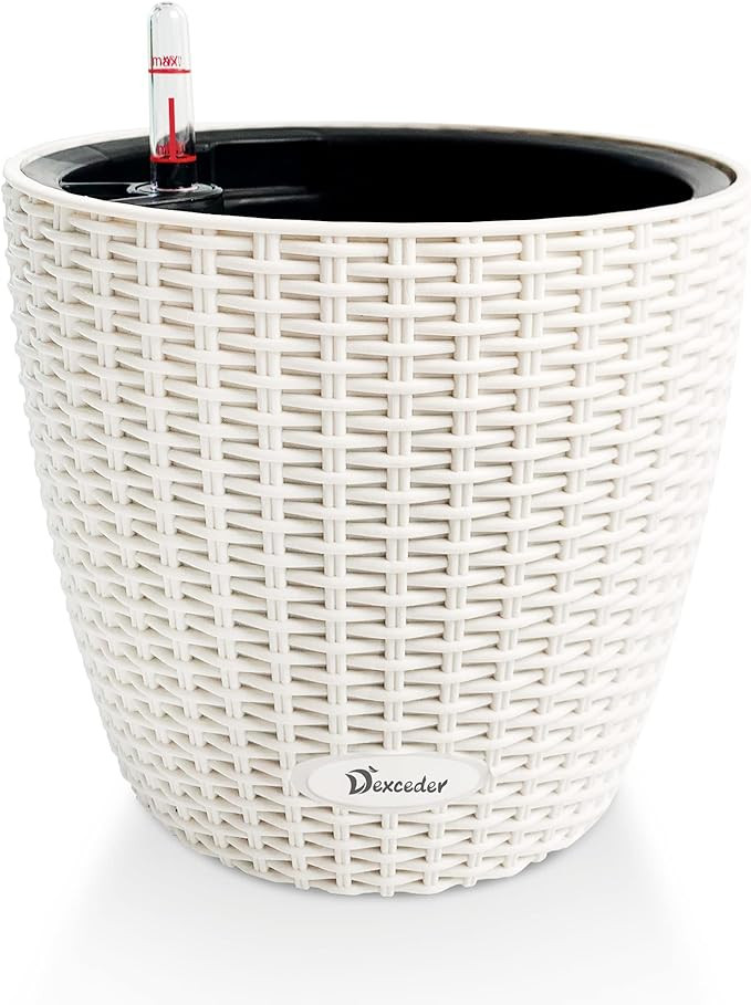 Dexceder 9x8 Inches Rattan Self Watering Planter Indoor Outdoor, Inner Pot Design, Thickened Tabl... | Amazon (US)