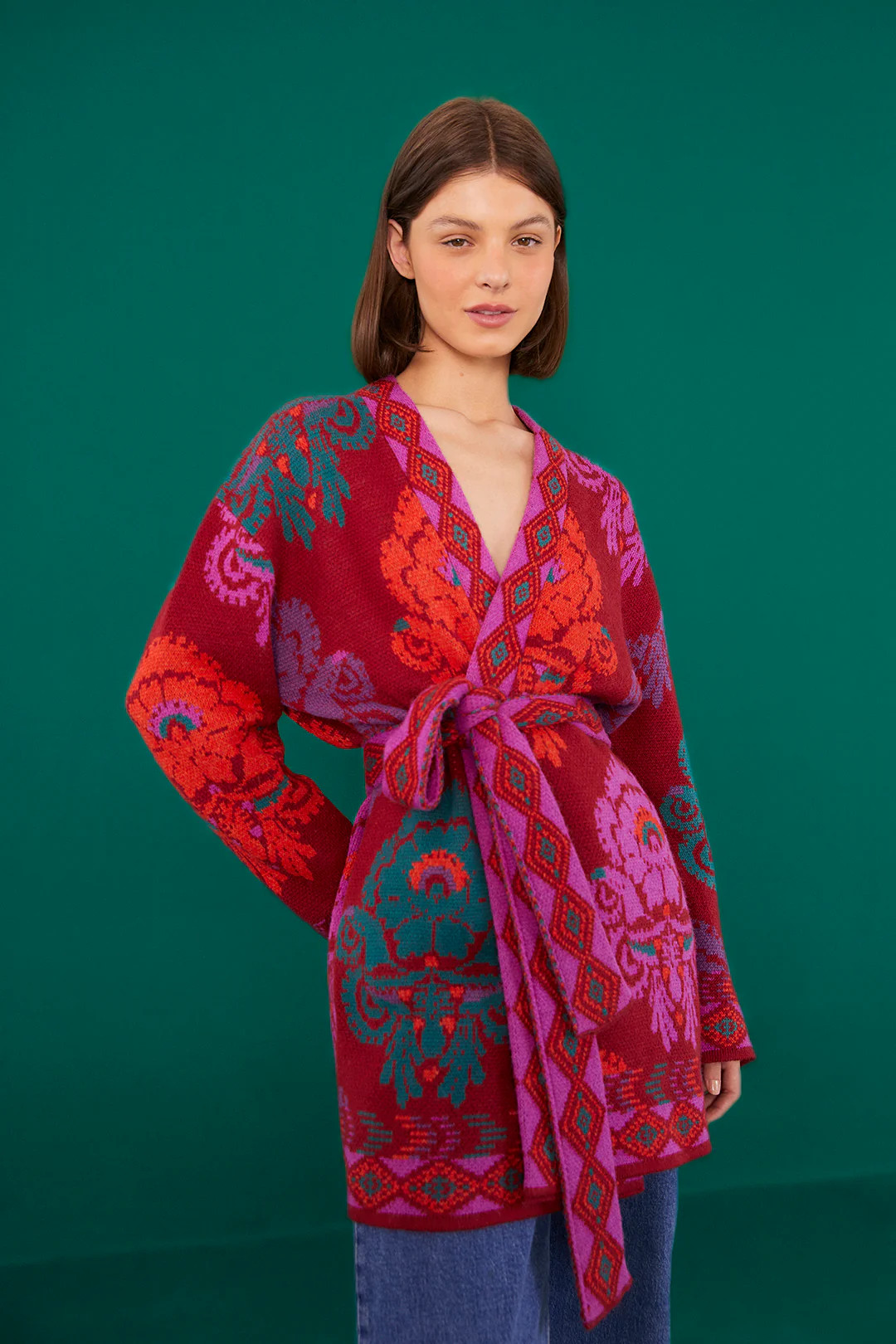 Burgundy Amulet Cardigan | FarmRio (US)