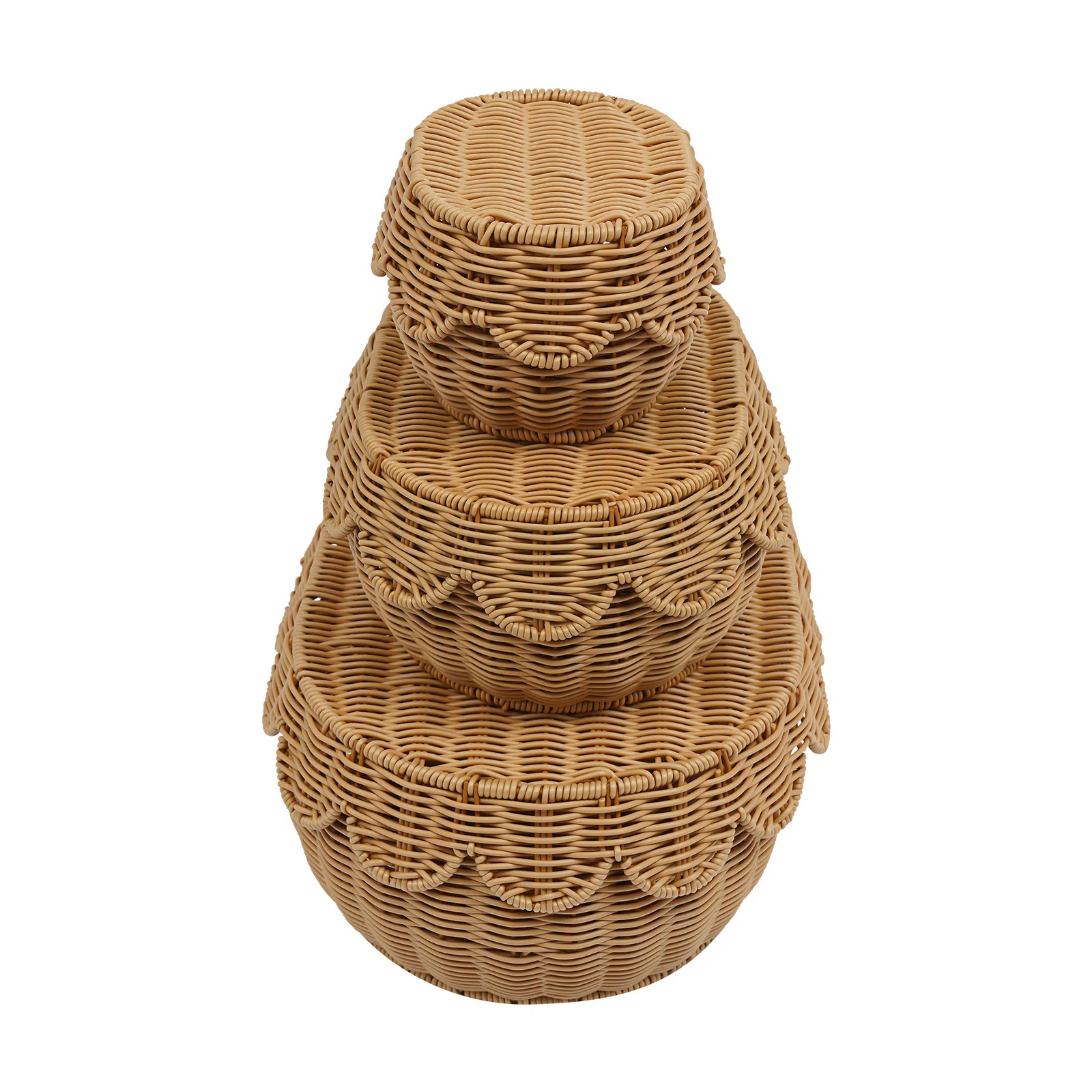 3Pcs Rattan Storage Baskets with Lid (Set of 3) | Wayfair North America