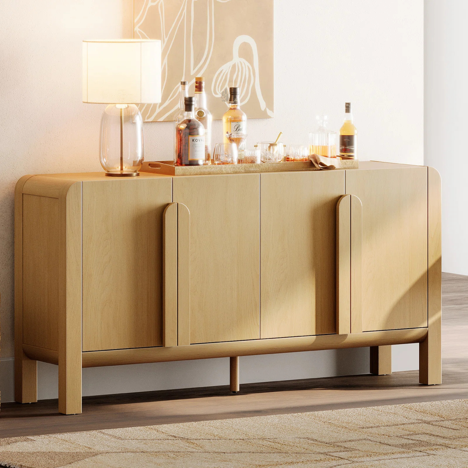 Adora Mid-Century 63" Wood Sideboard Buffet Cabinet With Storage, Modern Credenza With Doors And ... | Wayfair North America