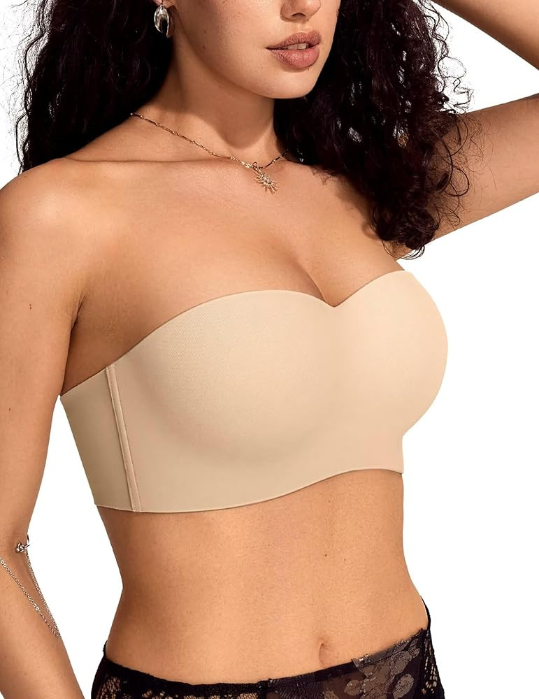 Vertvie Strapless Bras for Women Push Up Non-Slip Bandeau Bra Seamless Full Coverage Tube Top Bra... | Amazon (US)