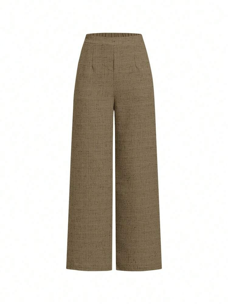 Ellevyn Elegant Summer Office Wear French Style Linen Look Formal Pants | SHEIN
