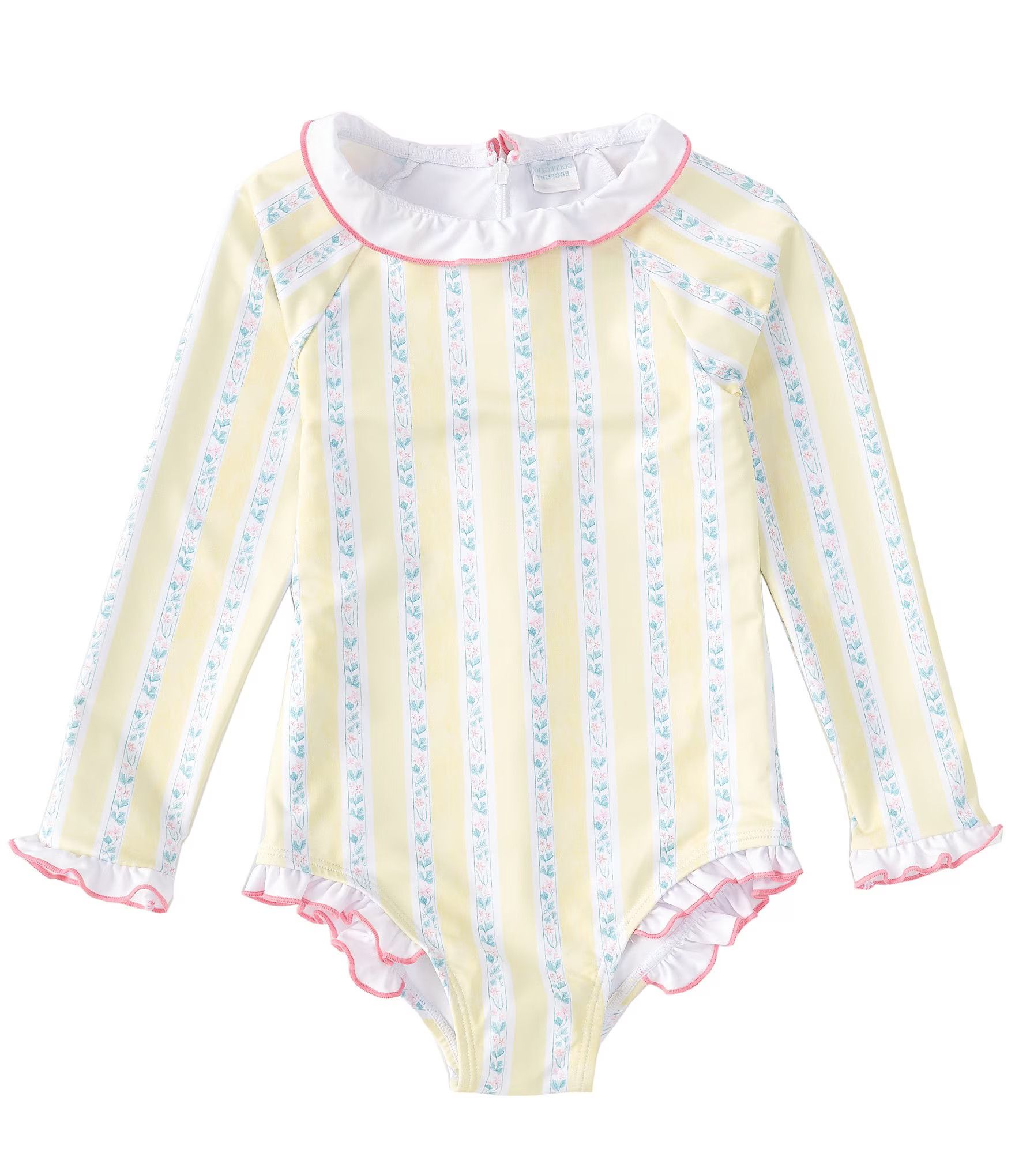 x Sun House Children's Little Girls 2T-8 Sibyl Floral Stripe 1-Piece Rashguard Swimsuit | Dillard's