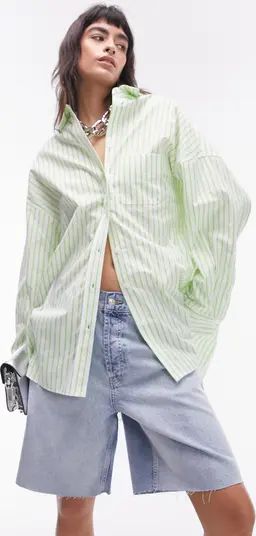 Topshop Oversize Stripe Cotton Button-Up Shirt | Nordstrom | Nordstrom