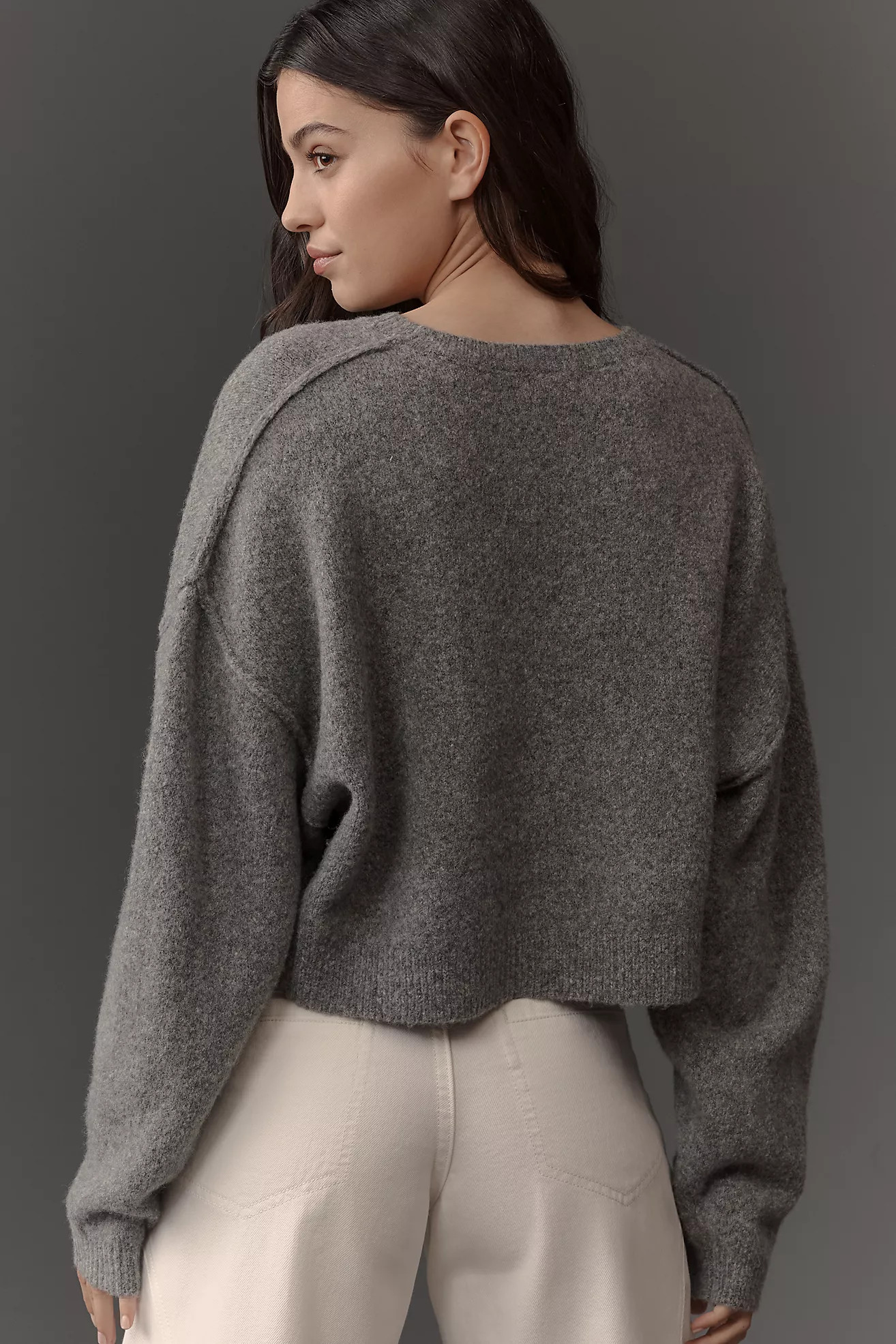 Pilcro Cropped Crew-Neck Oversized Sweater | Anthropologie (US)