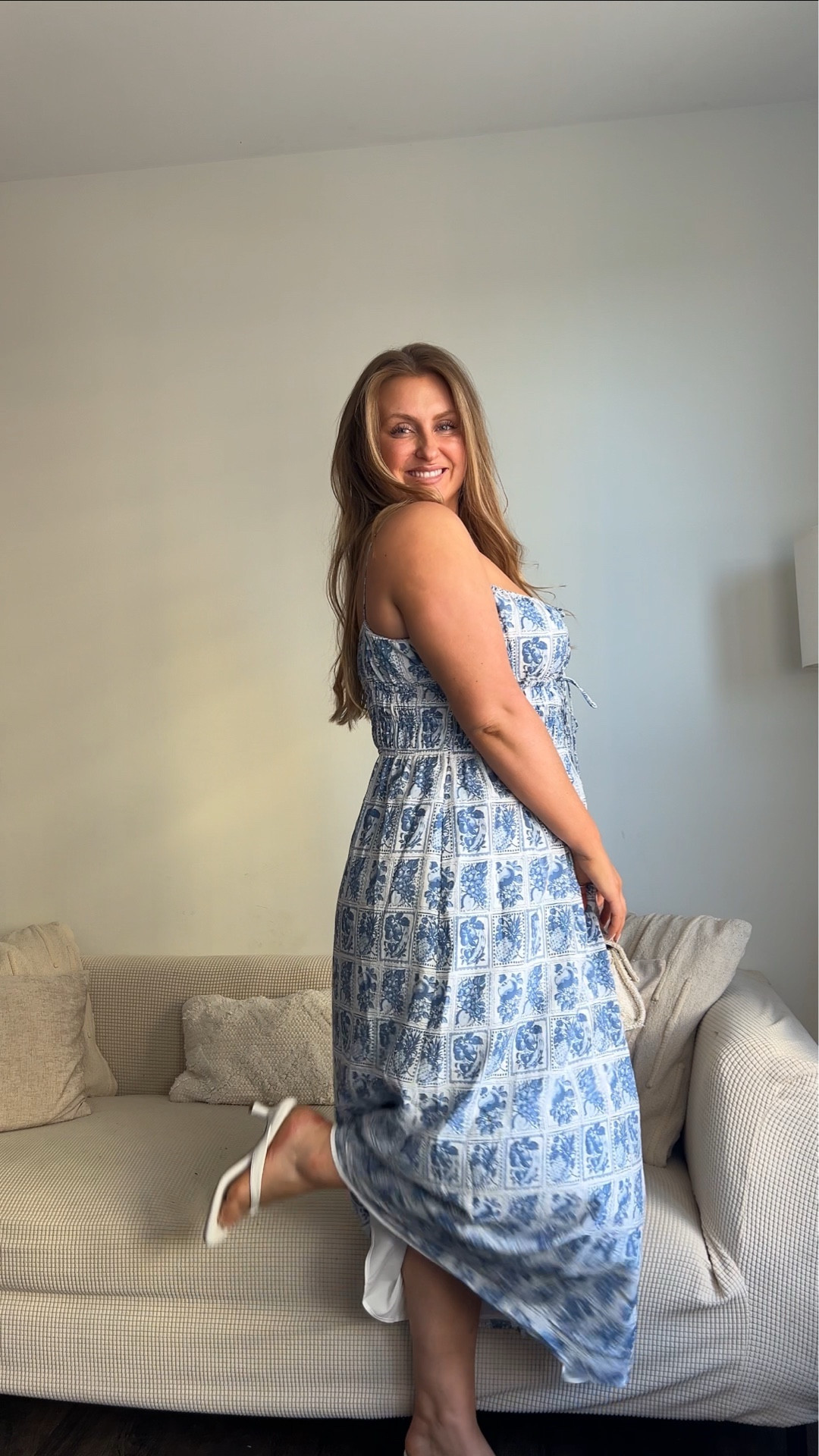 Channelled my inner mama Mia with this dress! Double lined and SO STRETCHY around the belly!!! 🐚🌷🩵✨ wearing UK size 12. Code AFXLTK for 20% off everything ‼️✨

#LTKxAFSale #LTKdresses #LTKspring