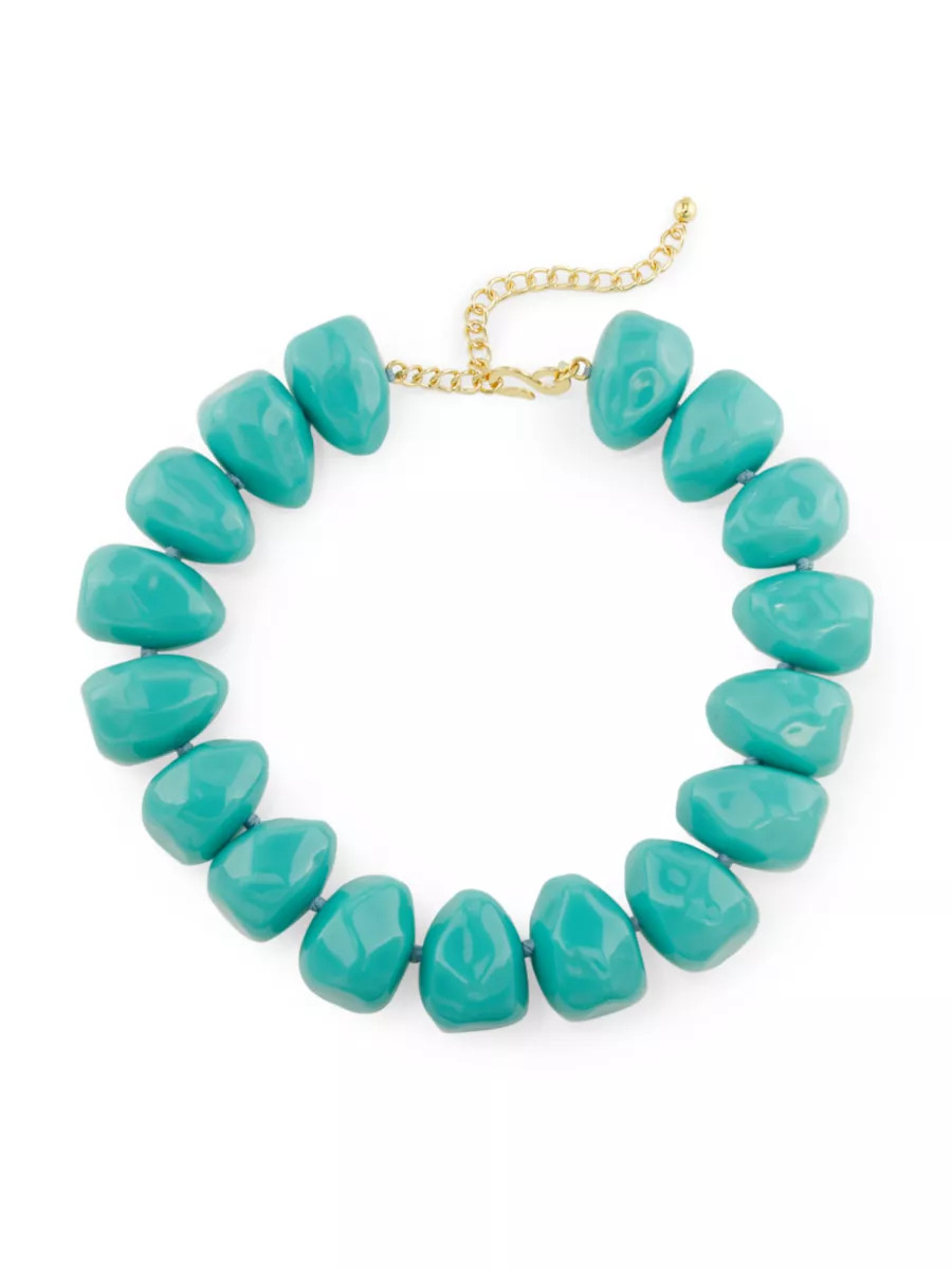 Shop Kenneth Jay Lane Turquoise Pebble Hand-Knotted Resin Necklace | Saks Fifth Avenue | Saks Fifth Avenue