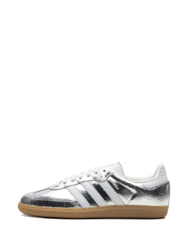 Adidas Samba OG "Silver Metallic Cracked Leather" Sneakers  | Silver | FARFETCH | Farfetch Global