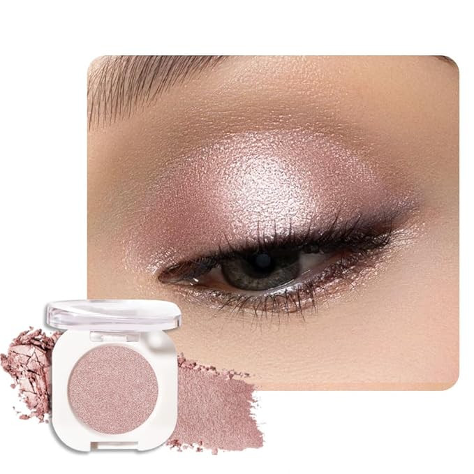 FeiCuiYun Dusty Pink Champagne Shimmer Eye Shadow Palette Makeup, Shimmer Monochrome Eyeshadow Fo... | Amazon (US)