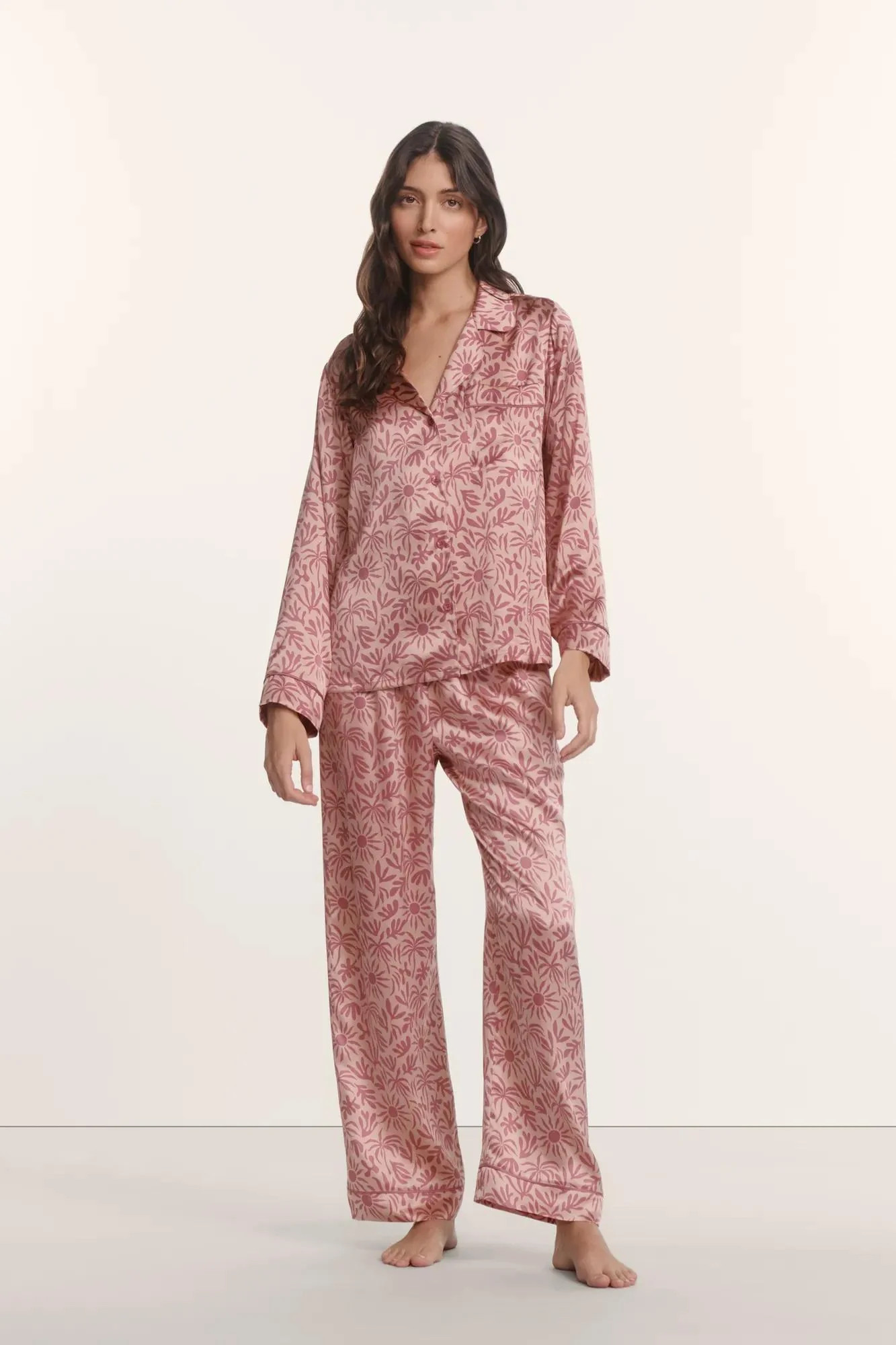 Eberjey x ILIA - Inez Washable Silk Printed Long PJ Set | Eberjey