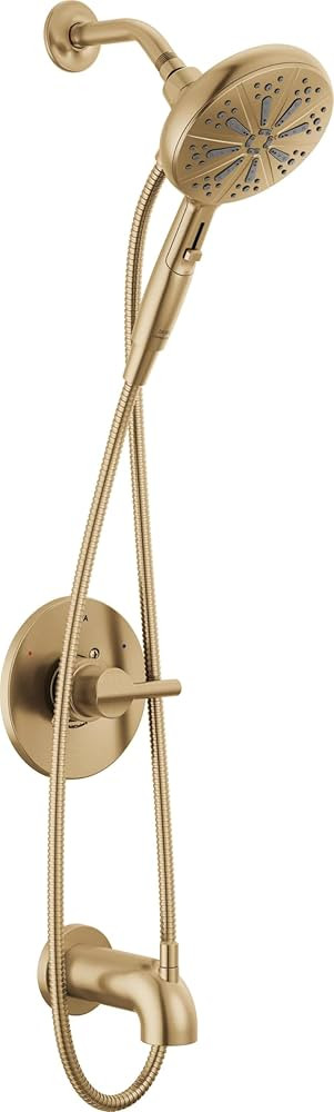 Delta Nicoli 14 Series Brushed Gold Bathtub Shower Faucet Set with Handheld Shower Head, Valve Tr... | Amazon (US)