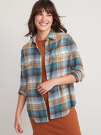 Long-Sleeve Plaid Flannel Boyfriend Tunic Shirt for Women | Old Navy (US)